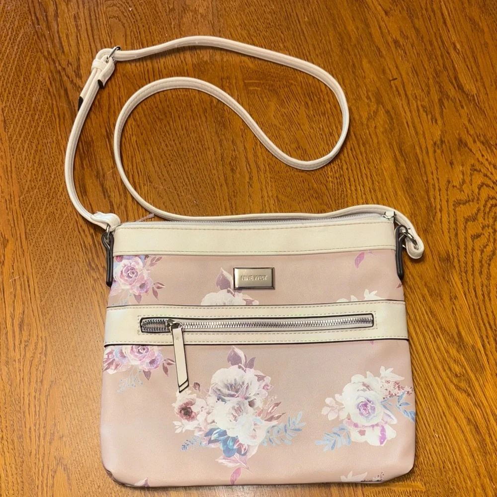 Nine West Floral Crossbody Bag - Pink and Cream